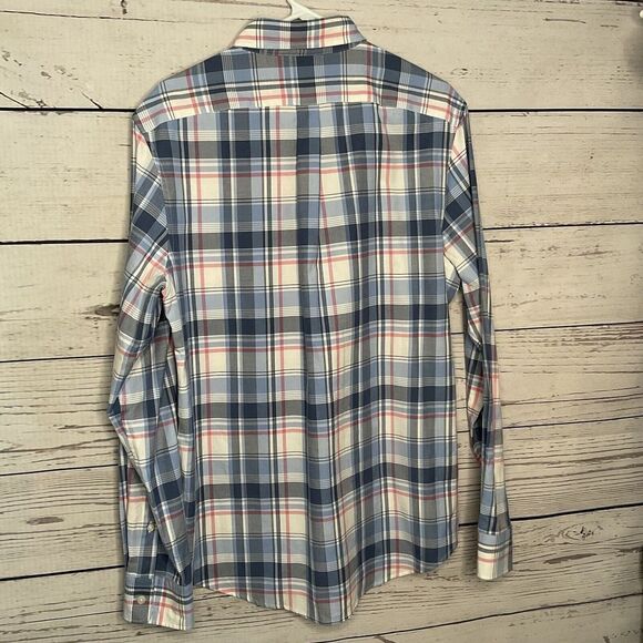 Vineyard Vines Mens Medium Flannel Shirt Slim Fit Button-Down Blue Plaid - Picture 3 of 5